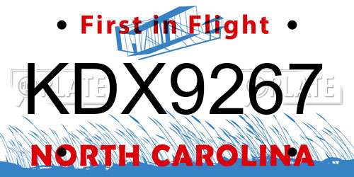 KDX9267 North Carolina License Plate