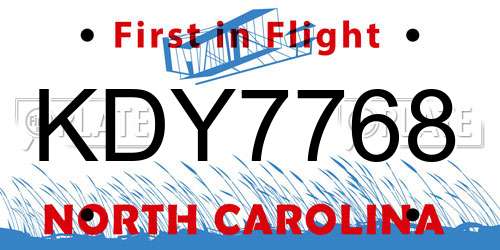 KDY7768 North Carolina License Plate