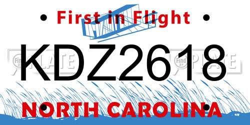KDZ2618 North Carolina License Plate