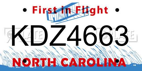 KDZ4663 North Carolina License Plate