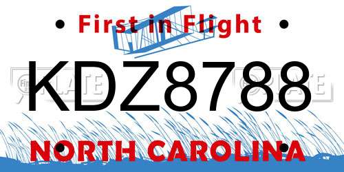 KDZ8788 North Carolina License Plate