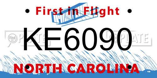 KE6090 North Carolina License Plate