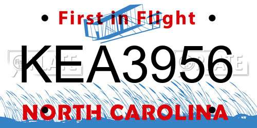 KEA3956 North Carolina License Plate