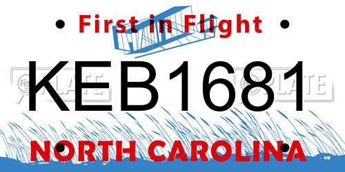 KEB1681 North Carolina License Plate