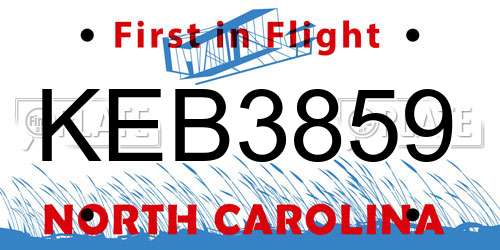 KEB3859 North Carolina License Plate