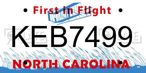 KEB7499 North Carolina License Plate