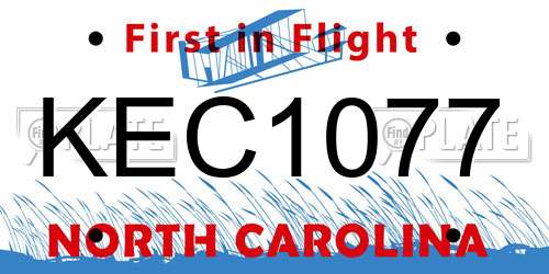 KEC1077 North Carolina License Plate