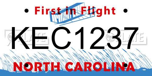 KEC1237 North Carolina License Plate