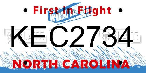 KEC2734 North Carolina License Plate