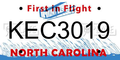 KEC3019 North Carolina License Plate