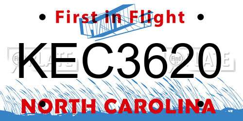 KEC3620 North Carolina License Plate