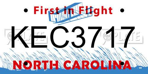 KEC3717 North Carolina License Plate