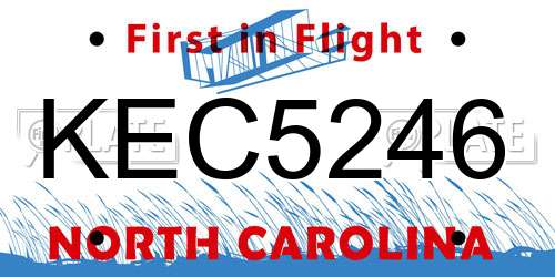 KEC5246 North Carolina License Plate