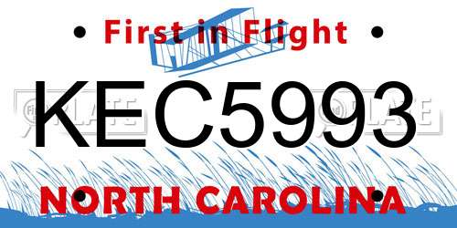 KEC5993 North Carolina License Plate