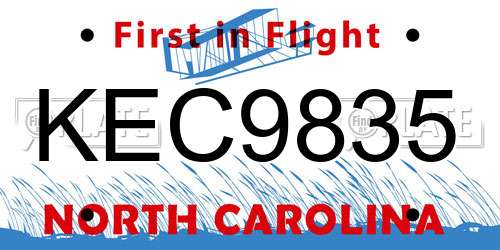 KEC9835 North Carolina License Plate