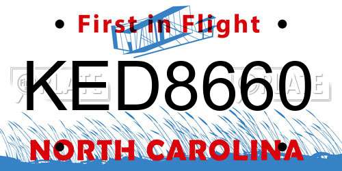 KED8660 North Carolina License Plate