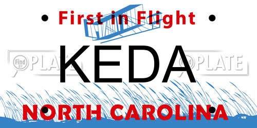 KEDA North Carolina License Plate
