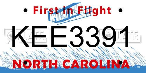 KEE3391 North Carolina License Plate