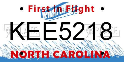 KEE5218 North Carolina License Plate