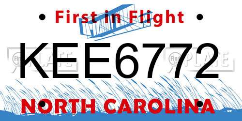 KEE6772 North Carolina License Plate