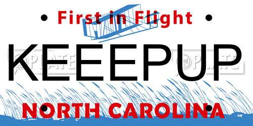 KEEEPUP North Carolina License Plate