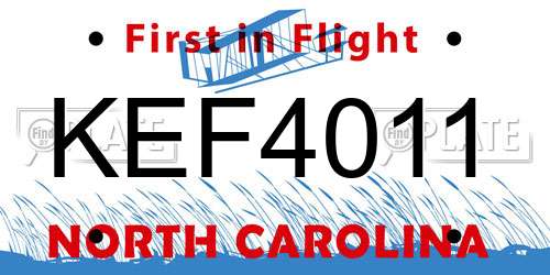 KEF4011 North Carolina License Plate