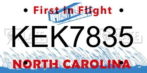 KEK7835 North Carolina License Plate