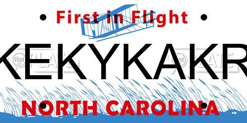 KEKYKAKR North Carolina License Plate