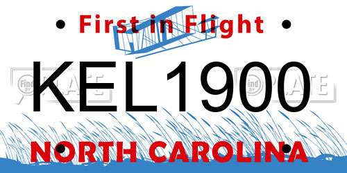 KEL1900 North Carolina License Plate