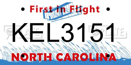 KEL3151 North Carolina License Plate