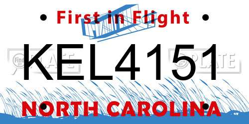 KEL4151 North Carolina License Plate