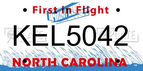 KEL5042 North Carolina License Plate