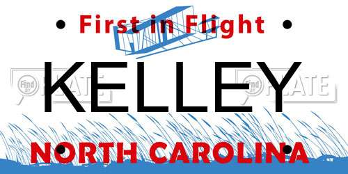 KELLEY North Carolina License Plate