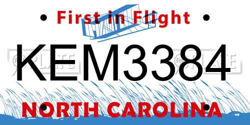 KEM3384 North Carolina License Plate