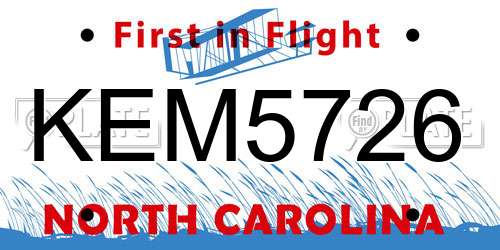 KEM5726 North Carolina License Plate