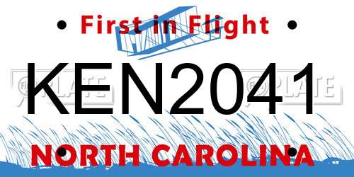 KEN2041 North Carolina License Plate
