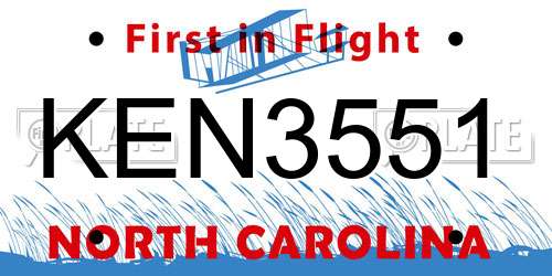 KEN3551 North Carolina License Plate