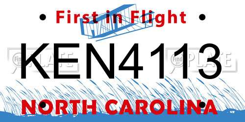 KEN4113 North Carolina License Plate