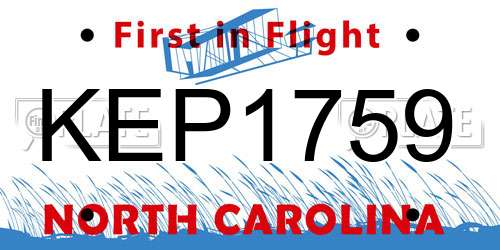 KEP1759 North Carolina License Plate