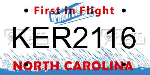 KER2116 North Carolina License Plate