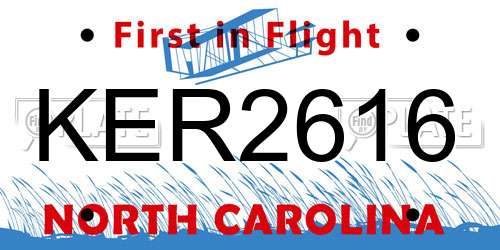 KER2616 North Carolina License Plate