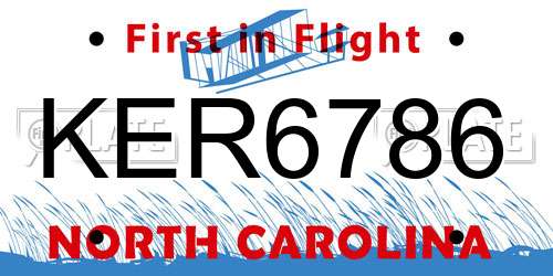 KER6786 North Carolina License Plate
