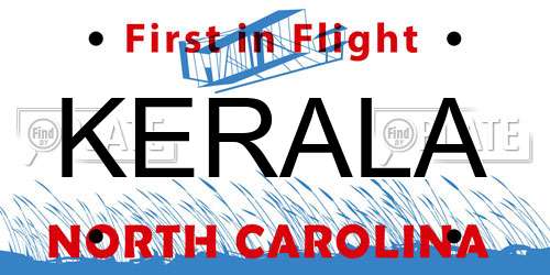 KERALA North Carolina License Plate