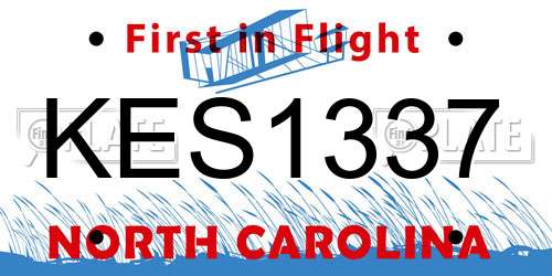 KES1337 North Carolina License Plate