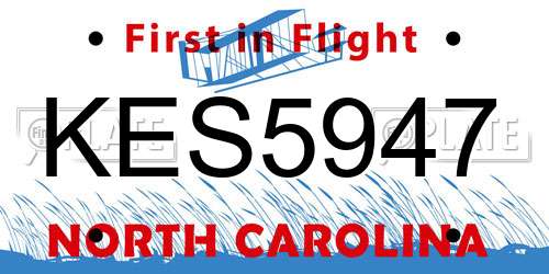 KES5947 North Carolina License Plate