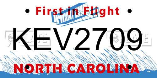 KEV2709 North Carolina License Plate