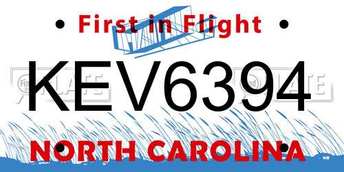 KEV6394 North Carolina License Plate