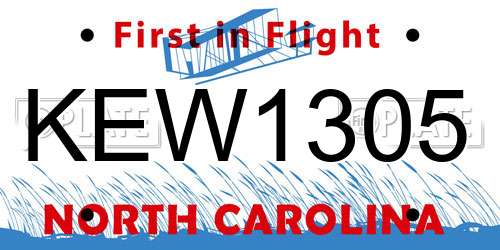 KEW1305 North Carolina License Plate
