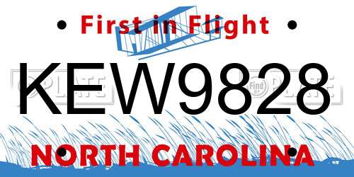 KEW9828 North Carolina License Plate