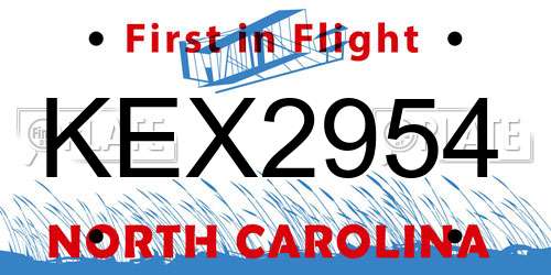 KEX2954 North Carolina License Plate